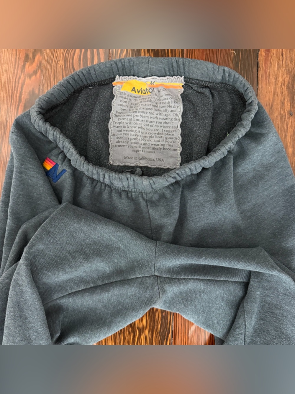 Aviator Nation Charcoal Joggers w/ Rainbow Gradient Lightening Bolt - Picture 6 of 7
